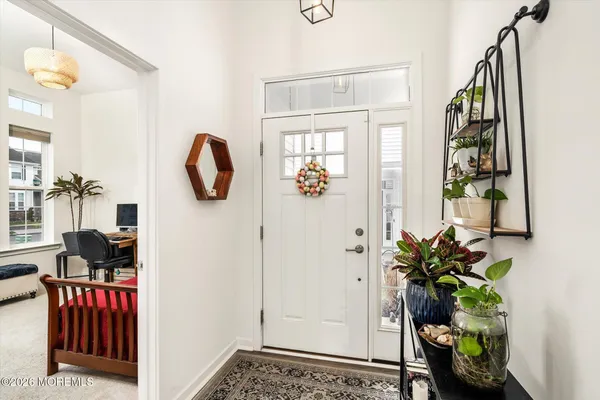 a view of entryway and hall with a potted plant