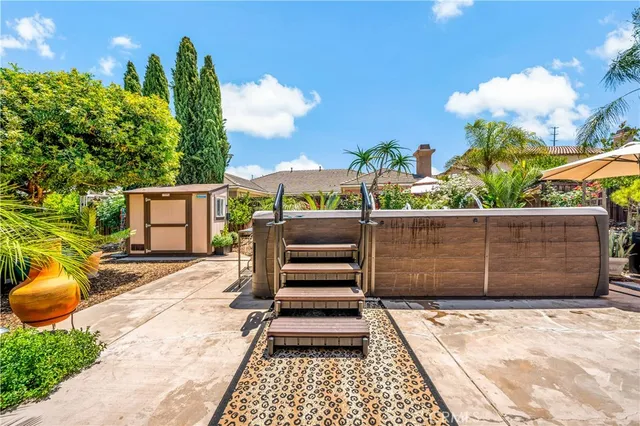 a outdoor space with lots of furniture and garden view