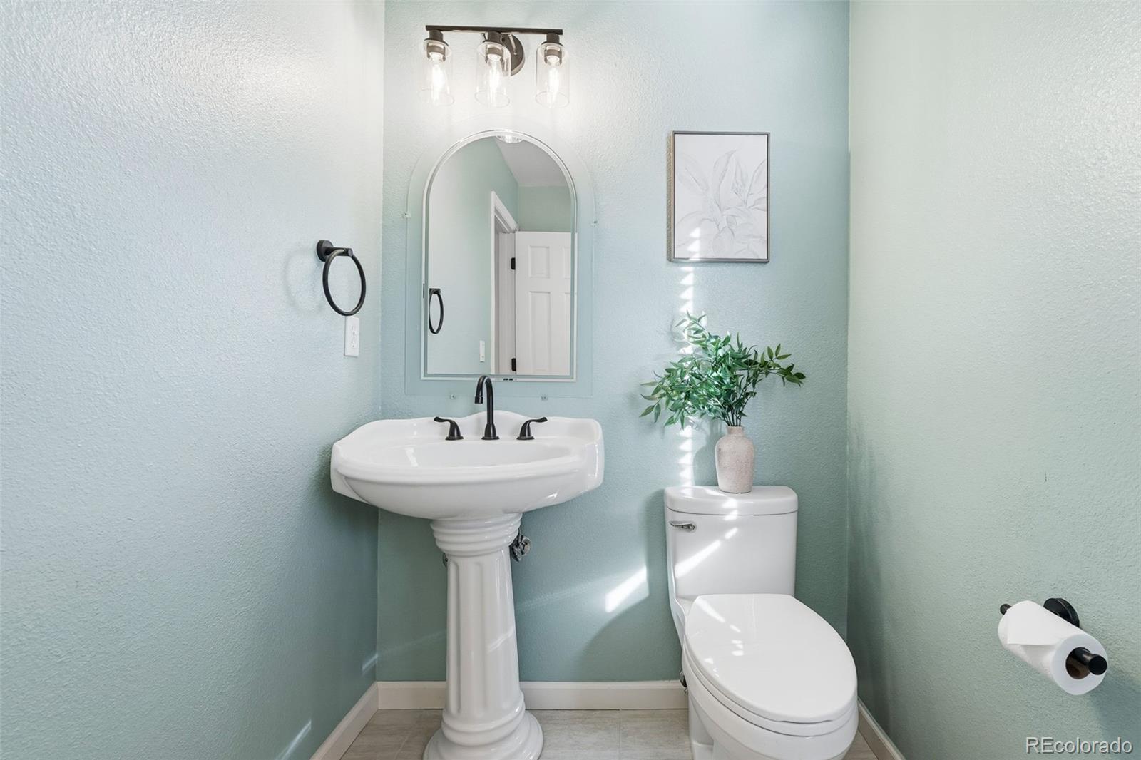 9426 Princeton Circle Highlands Ranch, CO 80130 - Photo 23 of 50 a bathroom with a toilet sink and mirror