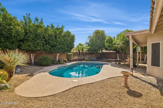 an outdoor view with patio