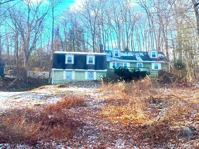 a view of a yard covered with trees