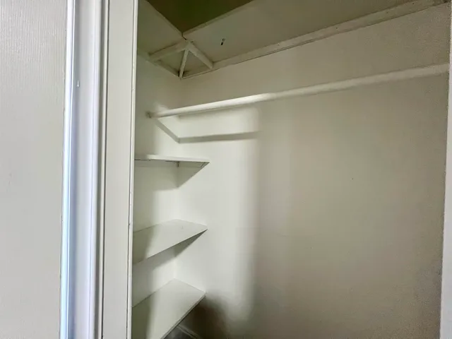 a view of an empty walk in closet