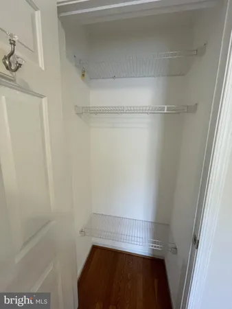 a view of small space with racks on the wall