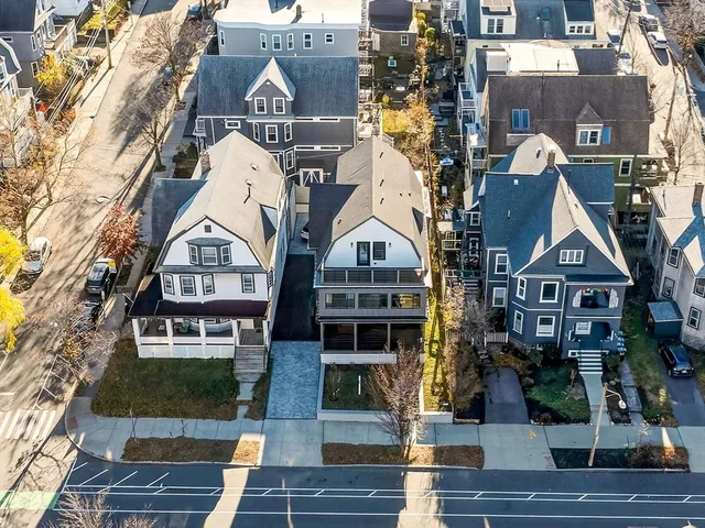 an aerial view of multiple houses
