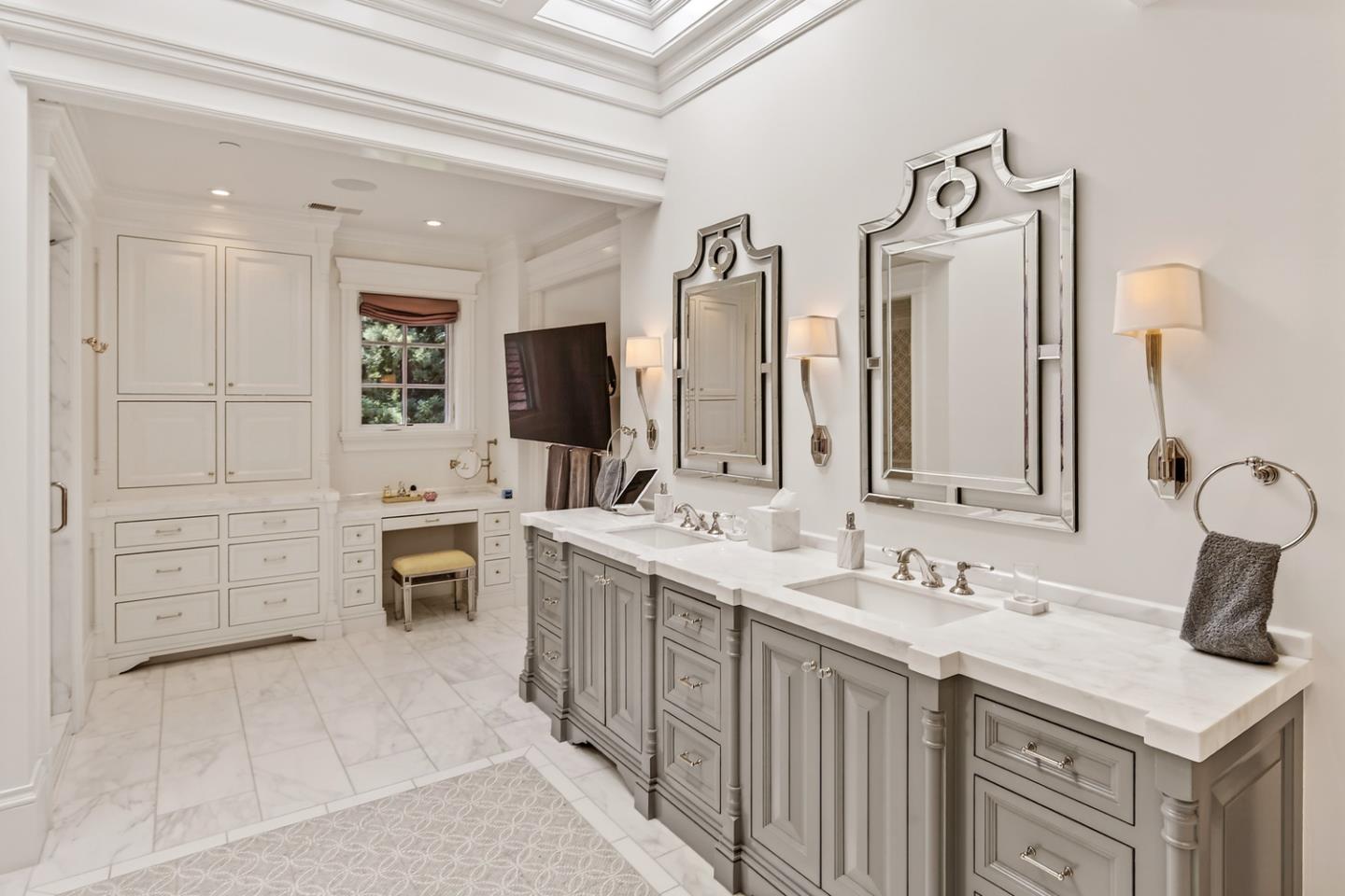 351 Walsh Road Atherton, CA 94027 - Photo 24 of 65 a spacious bathroom with a double vanity sink mirror and