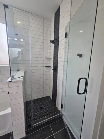 a bathroom with a shower