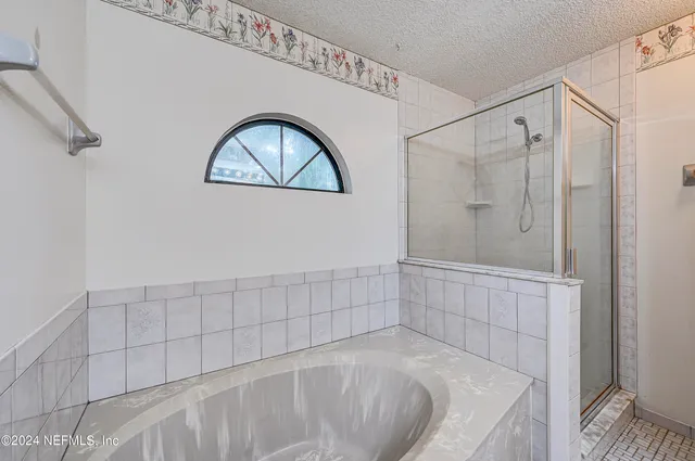 a bathroom with a bathtub