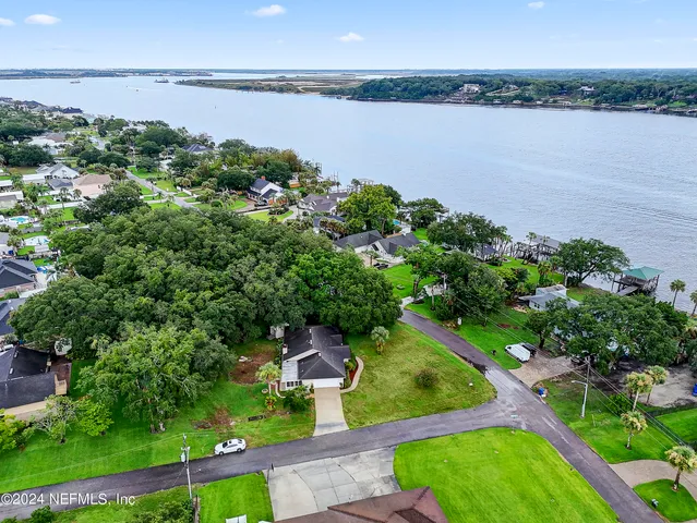 a view of a lake with a city view