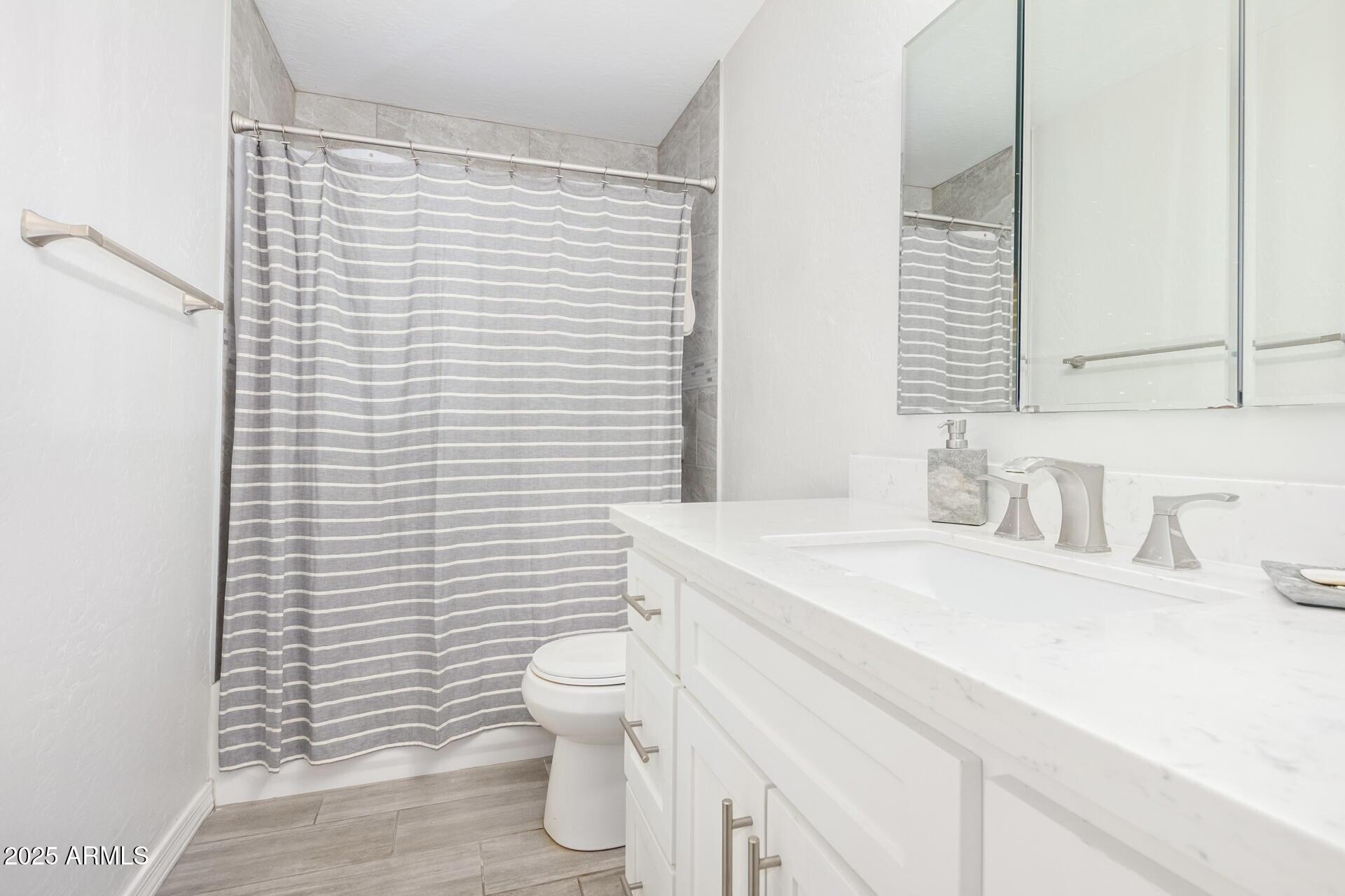 1619 West Peoria Avenue, Unit 2 Phoenix, AZ 85029 - Photo 6 of 8 a bathroom with a sink a toilet and vanity