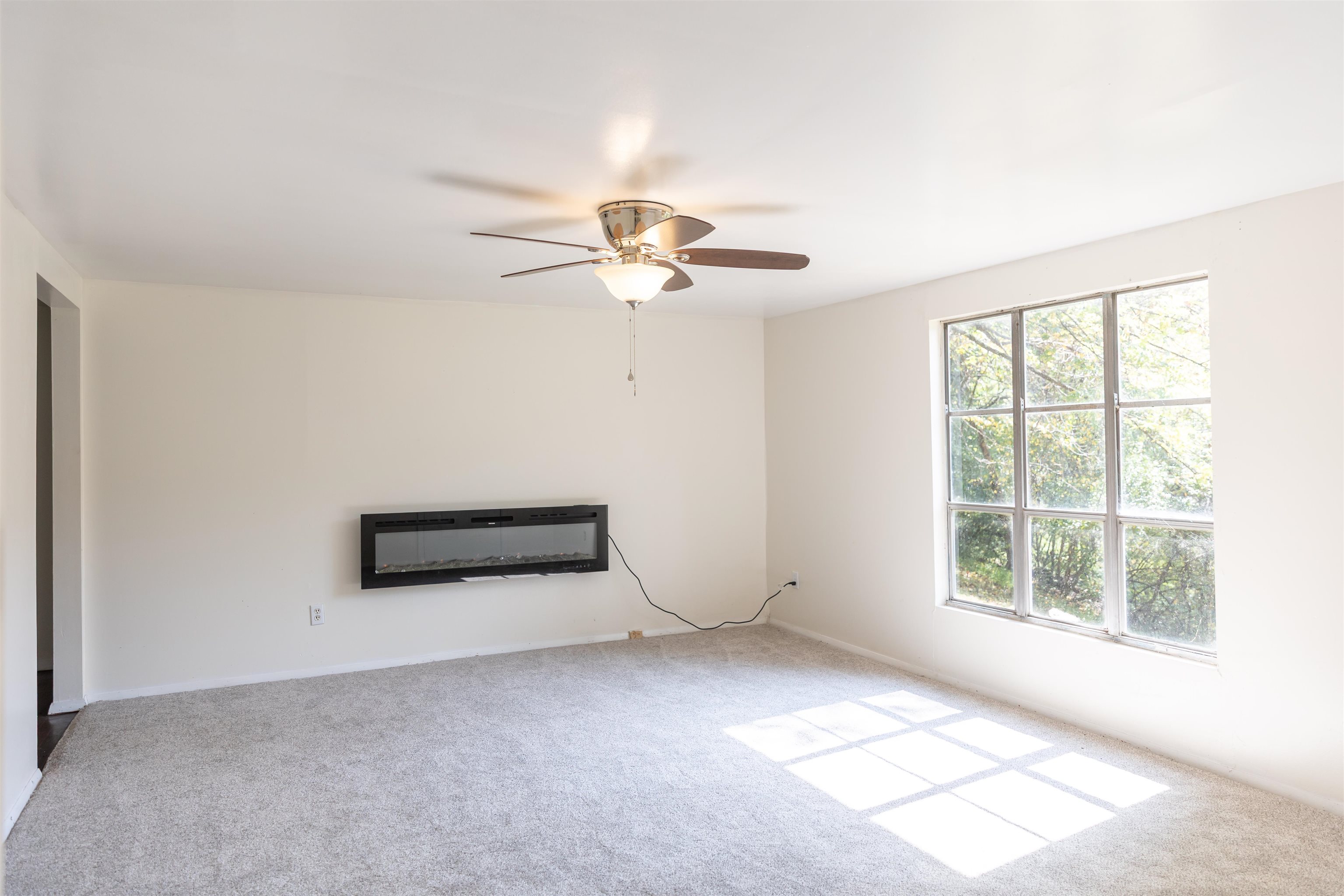 2063 Pedlar River Road Vesuvius, VA 24483 - Photo 18 of 35 an empty room with chandelier fan and windows