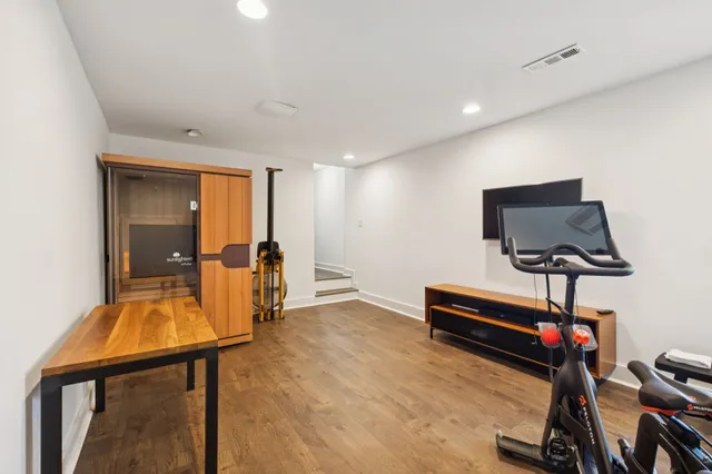 a view of a building from a balcony