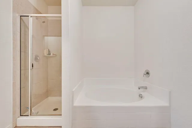 a bathroom with a bathtub