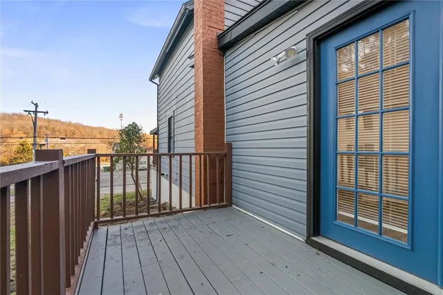 a view of wooden balcony