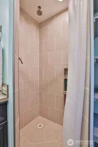 a bathroom with a shower
