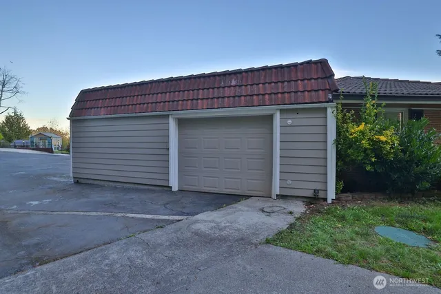 an aerial view of a house with outdoor space