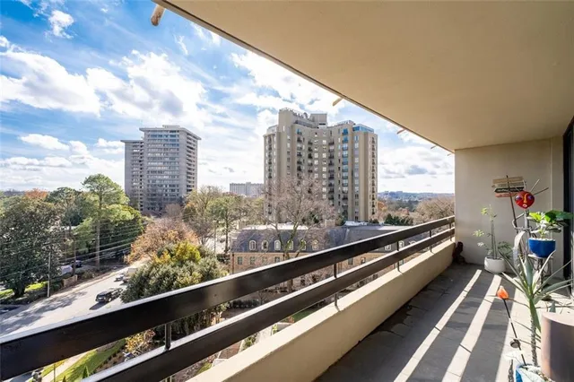 a view of city from a balcony