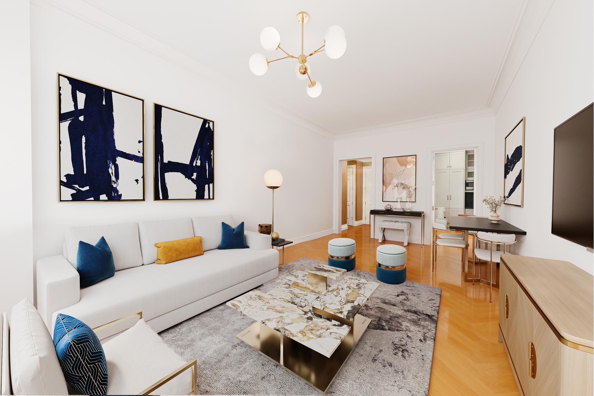 15 Central Park West, Unit 6K Manhattan, NY 10023 - Photo 1 of 13 a living room with furniture fireplace and a large window