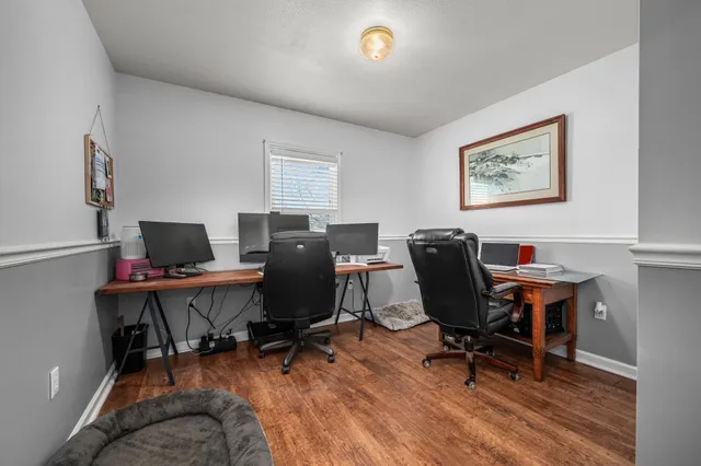 a workspace with furniture and a work place