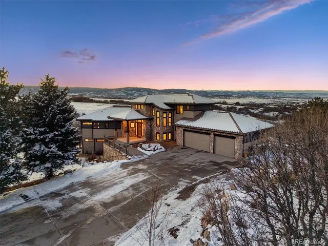 a view of a outdoor space with a patio and mountain view