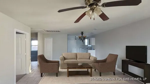 a living room with furniture