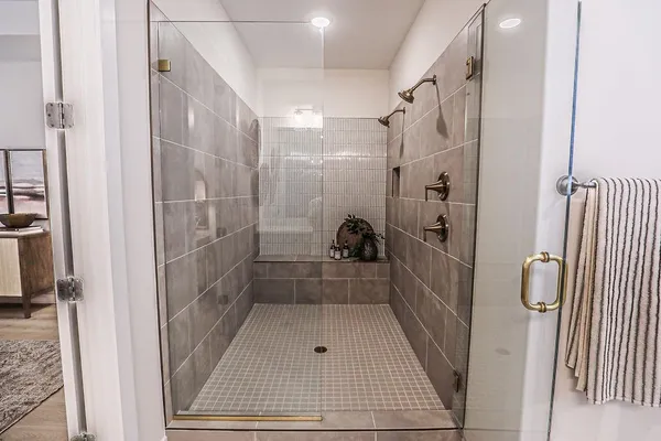 a bathroom with a shower
