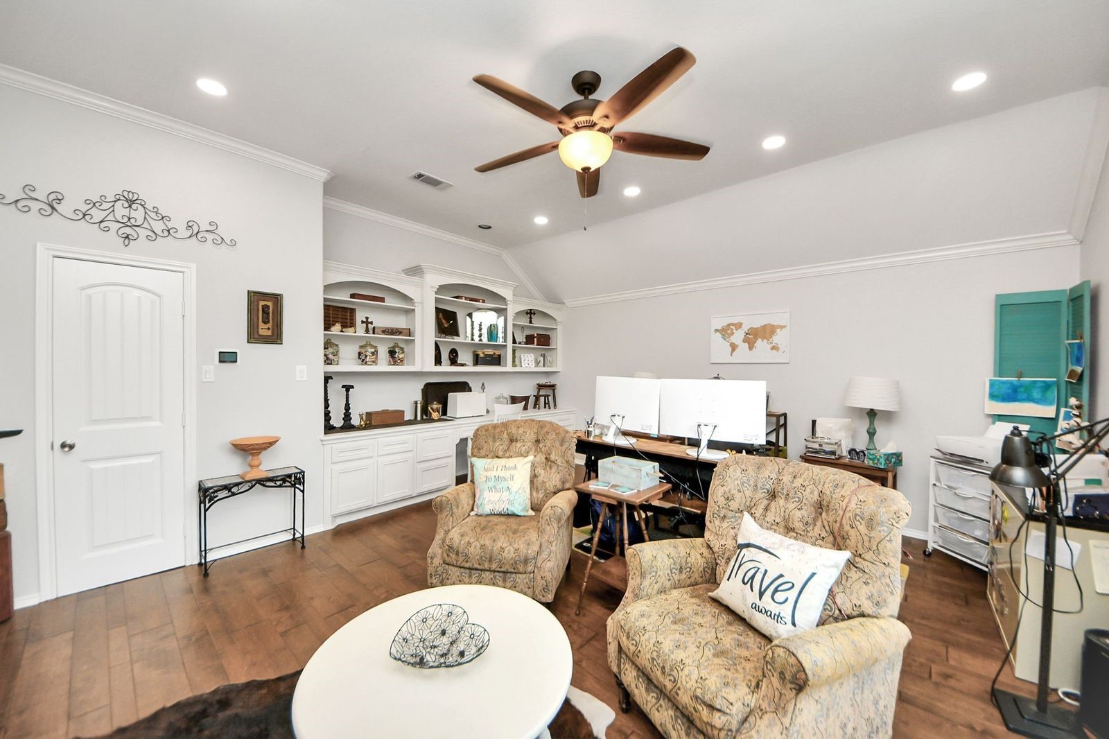 5360 Muske Lane Pattison, TX 77423 - Photo 11 of 44 a living room with furniture kitchen view and a wooden floor