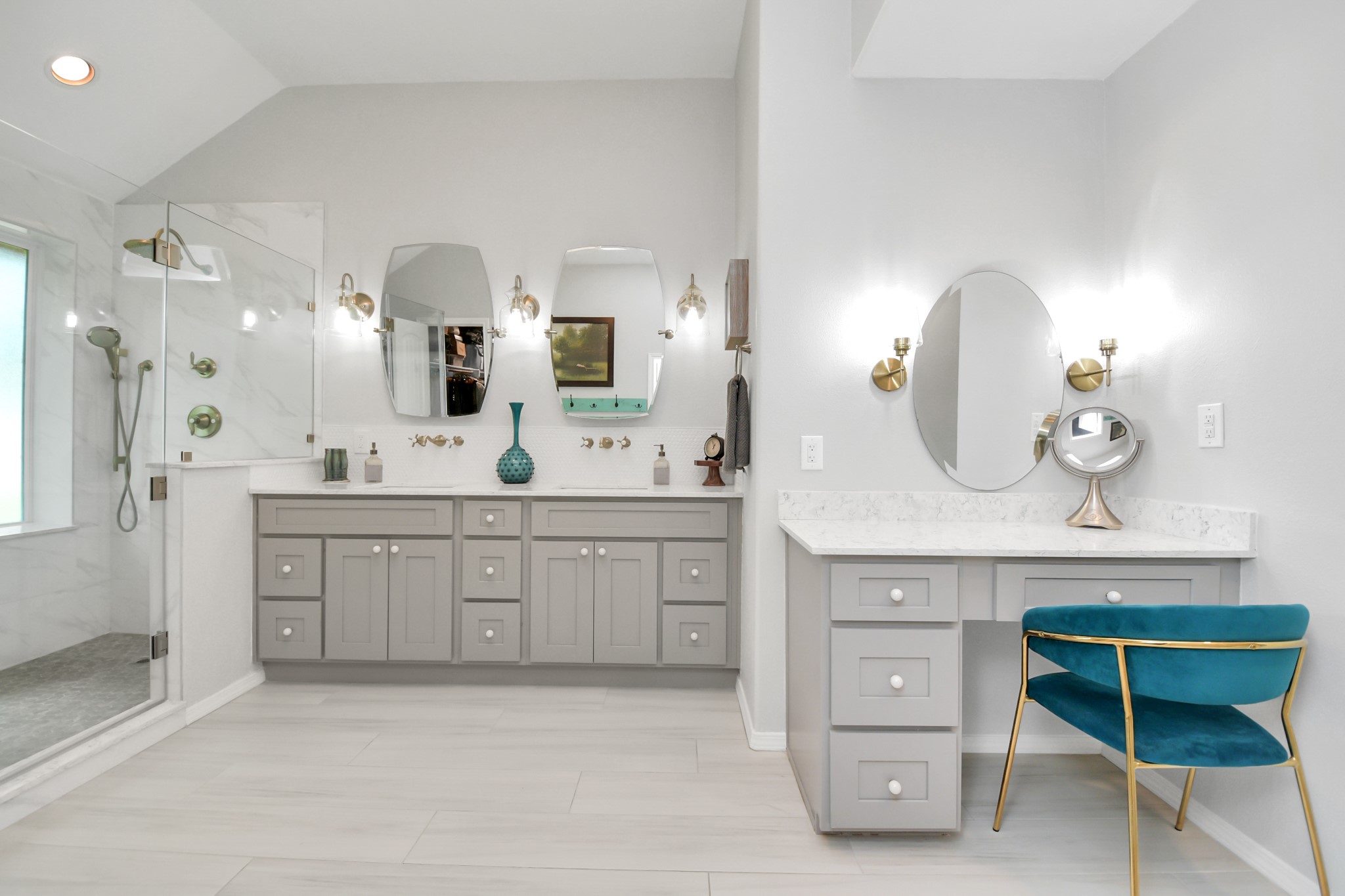 5360 Muske Lane Pattison, TX 77423 - Photo 27 of 44 a spacious bathroom with a granite countertop sink mirror and cabinets