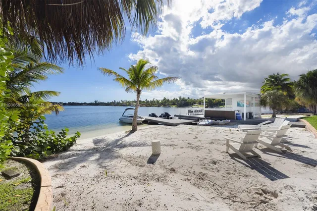 a view of a backyard with swimming pool