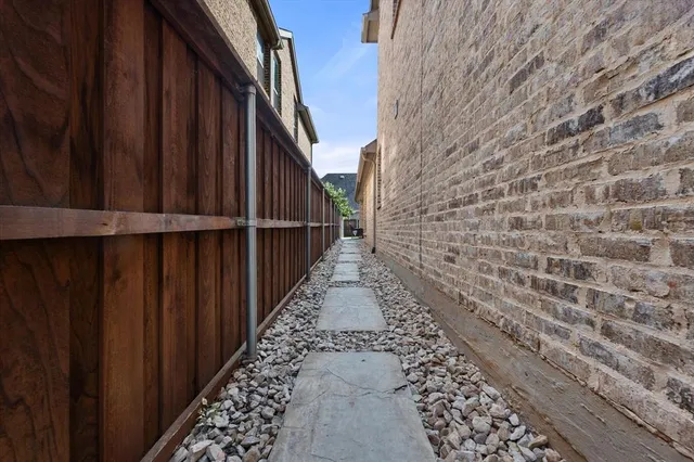 a view of a garden with an outdoor space