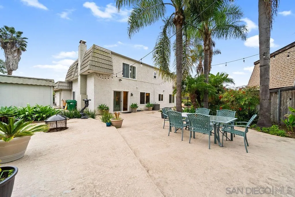 2210 Valley Road Oceanside, CA 92056 - Photo 31 of 45 a view of a patio with table and chairs potted plants and palm tree