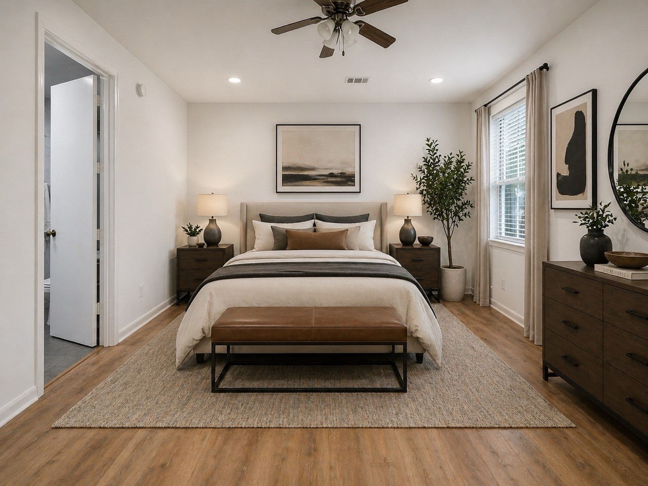 1616 Kipling Street, Unit C Houston, TX 77006 - Photo 4 of 34 a bedroom with a bed and a flat screen tv