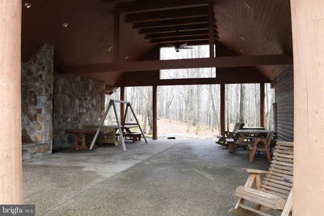 a view of a park with slide