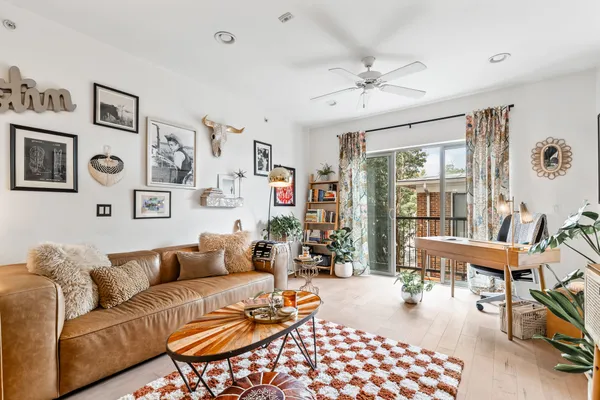 a living room with furniture
