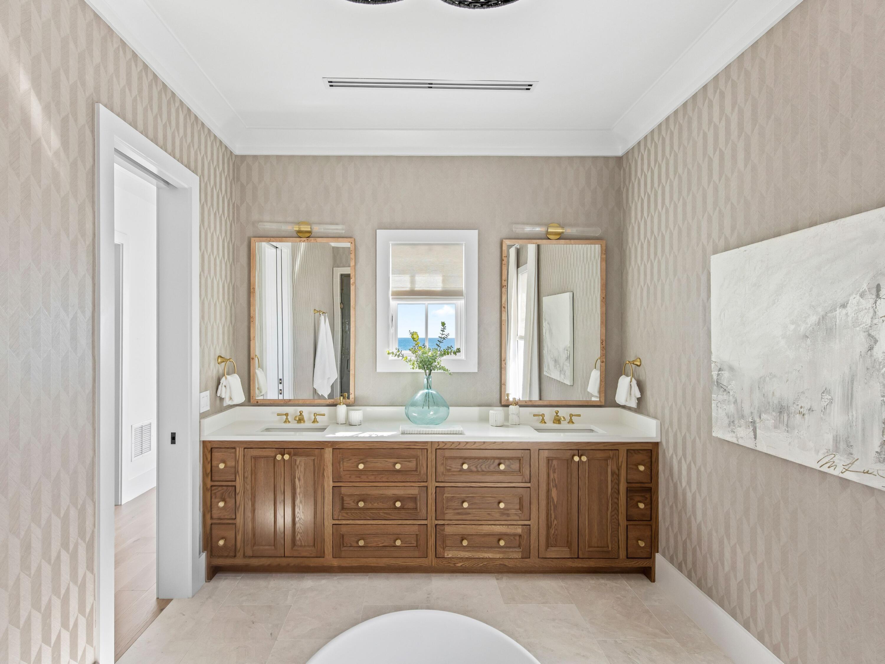 Lot 19 West Lupin Beach Dr Inlet Beach Inlet Beach, FL 32461 - Photo 40 of 57 a bathroom with a granite countertop double vanity sink and a mirror