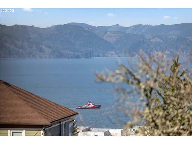 a view of a house with a mountain