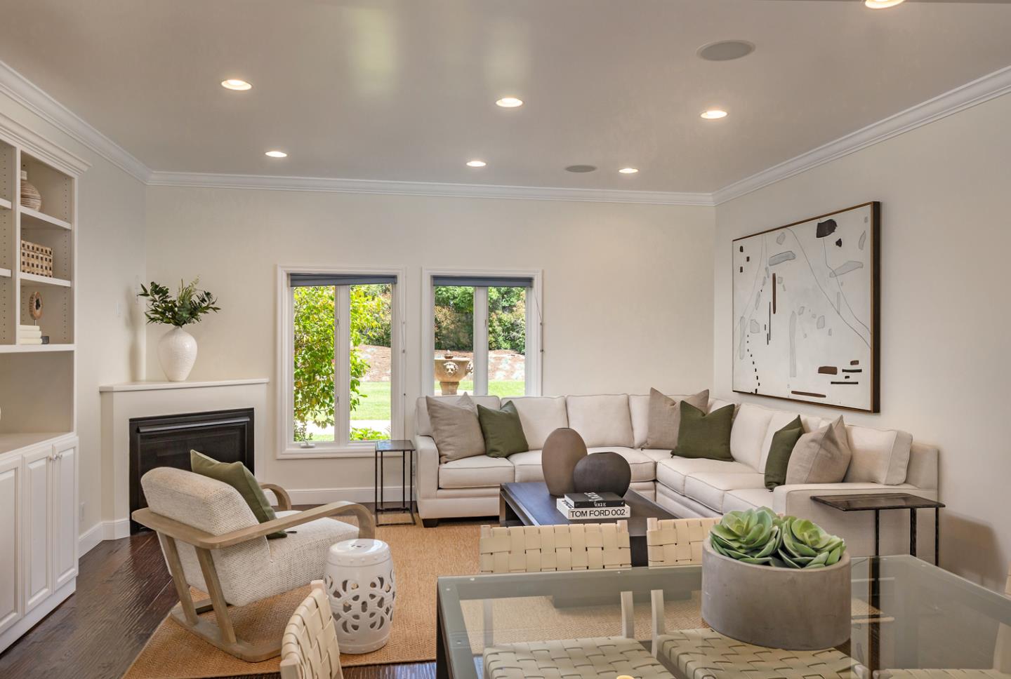 1210 Cañada Road Woodside, CA 94062 - Photo 13 of 60 a living room with furniture and a fireplace