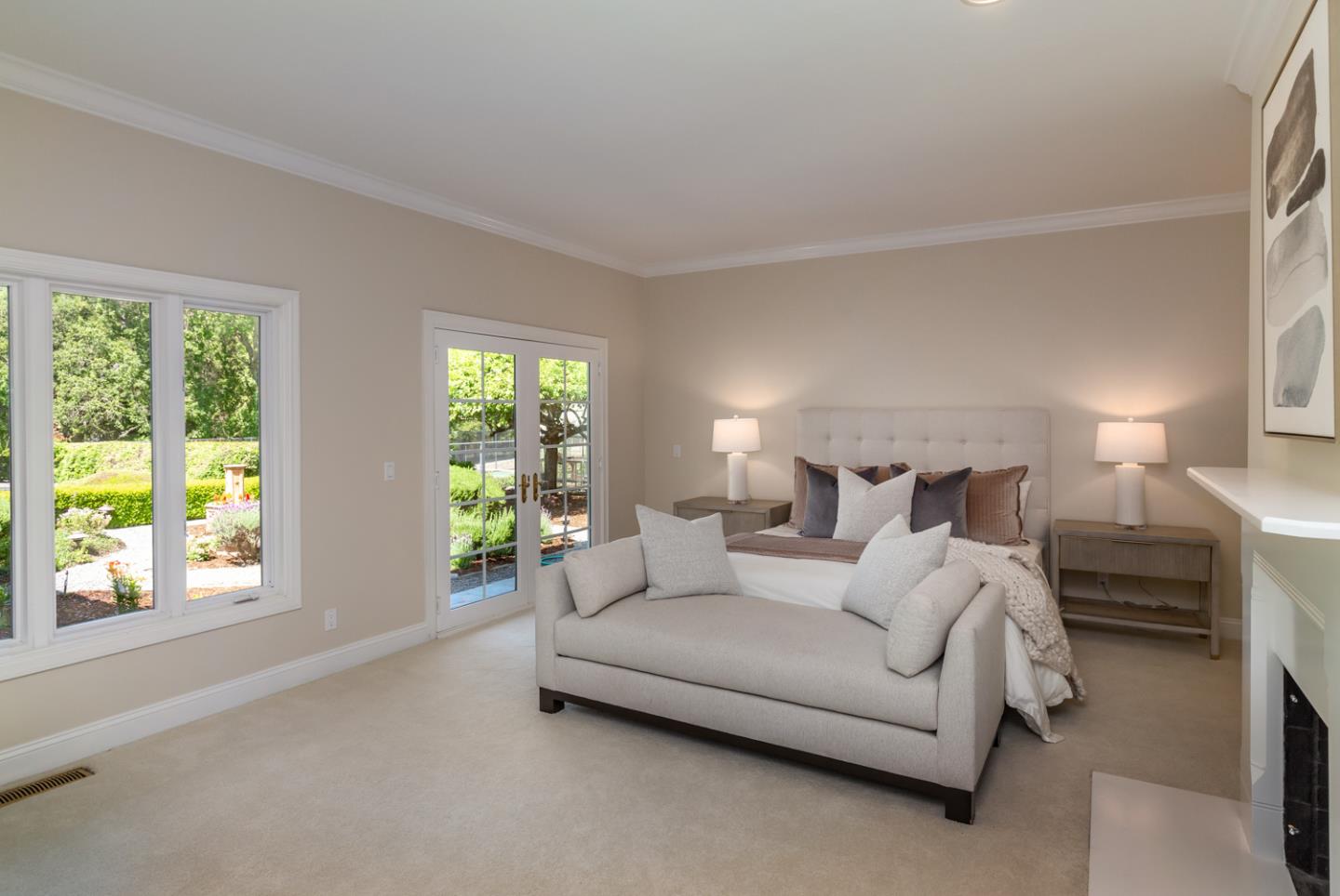 1210 Cañada Road Woodside, CA 94062 - Photo 16 of 60 a bedroom with bed and a large window