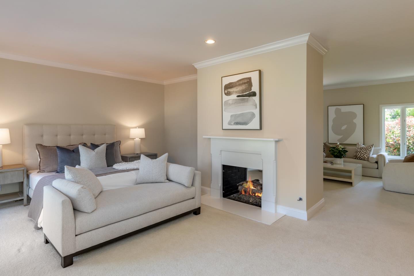 1210 Cañada Road Woodside, CA 94062 - Photo 17 of 60 a living room with furniture and a fireplace