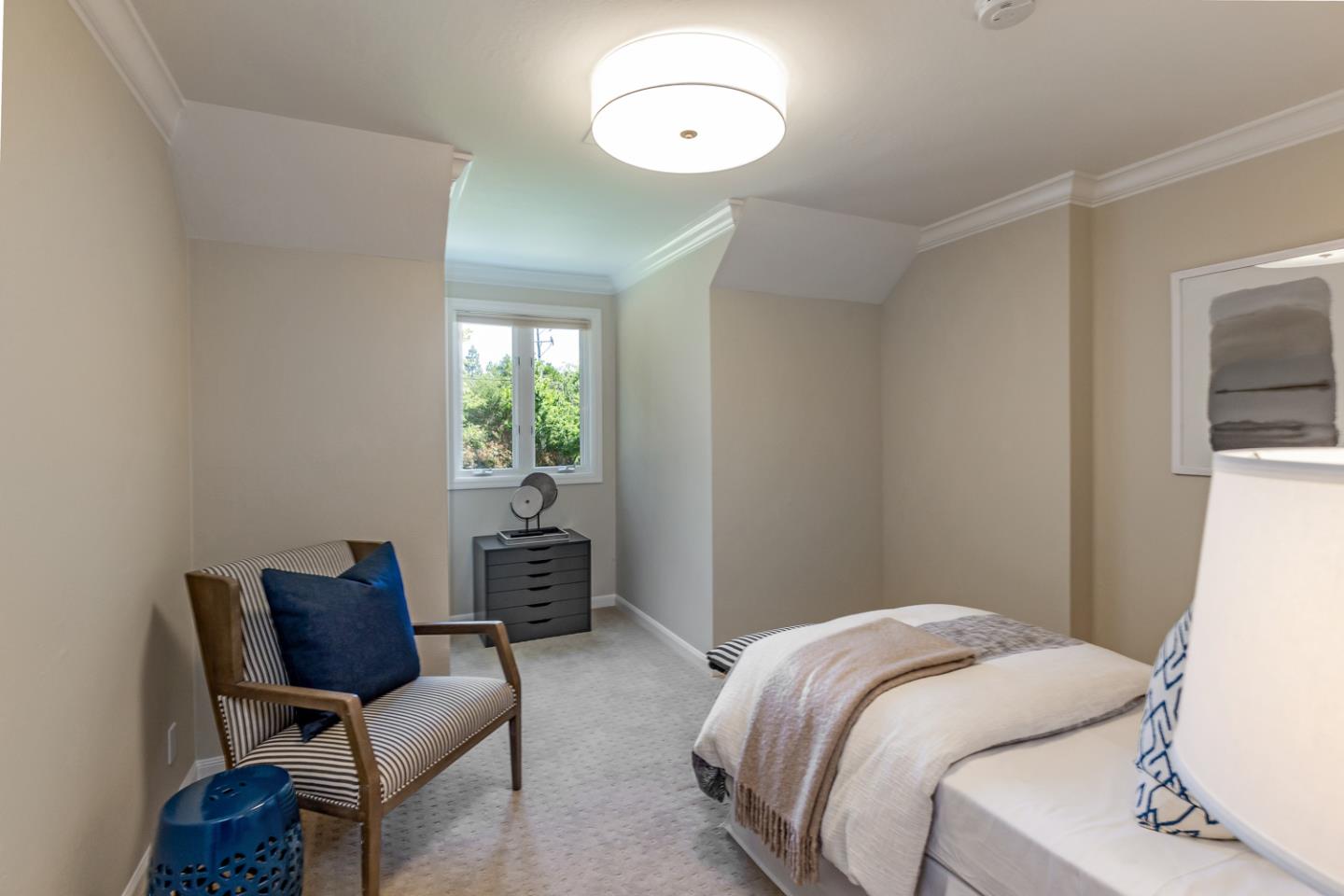 1210 Cañada Road Woodside, CA 94062 - Photo 27 of 60 a bedroom with a bed and furniture