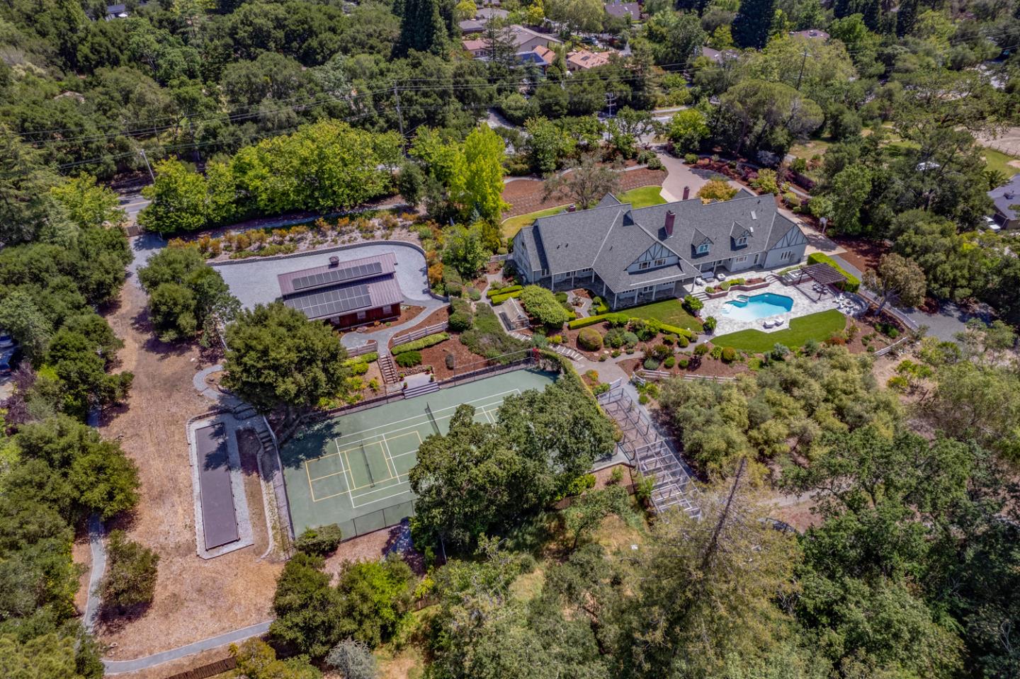 1210 Cañada Road Woodside, CA 94062 - Photo 56 of 60 an aerial view of a houses with outdoor space