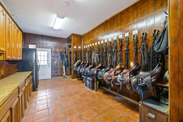a view of a closet with storage