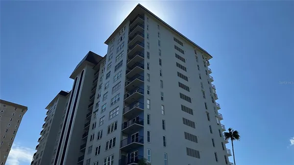 a view of tall building