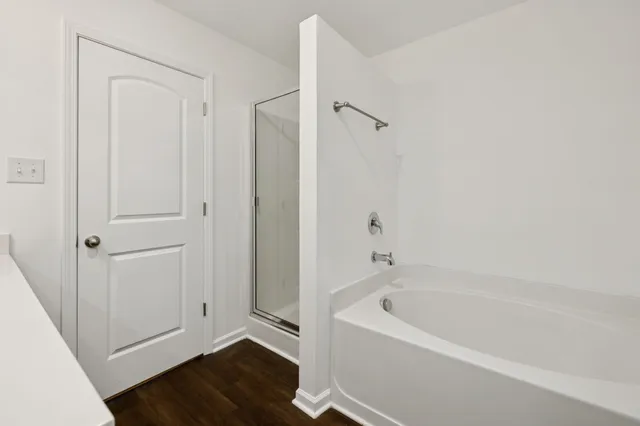 a bathroom with a bathtub