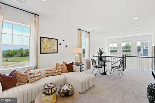 a living room with furniture rug and window