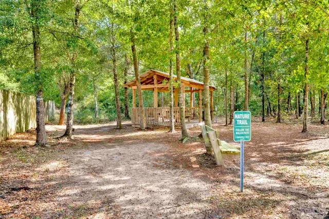 a view of a park with slide