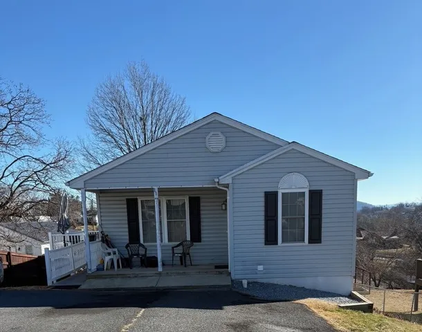 a front view of a house with patio