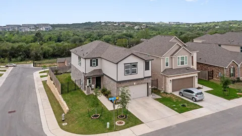 an aerial view of a house