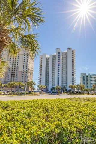 a view of a city with tall buildings