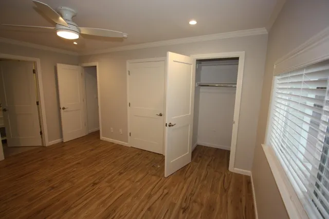 a view of entryway with wooden floor