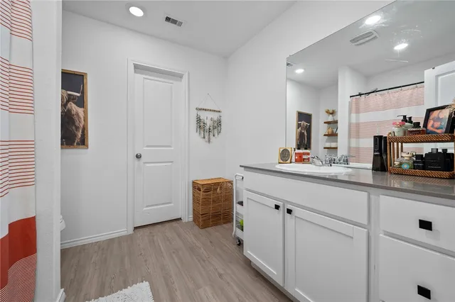 a bathroom with a sink and a shower
